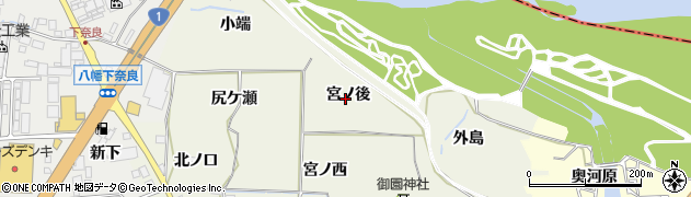 京都府八幡市上奈良（宮ノ後）周辺の地図