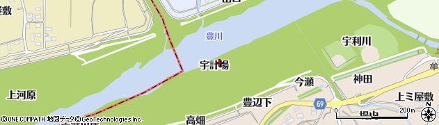 愛知県新城市八名井（宇計場）周辺の地図
