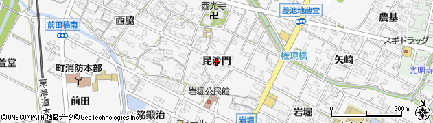 愛知県幸田町（額田郡）菱池（昆沙門）周辺の地図