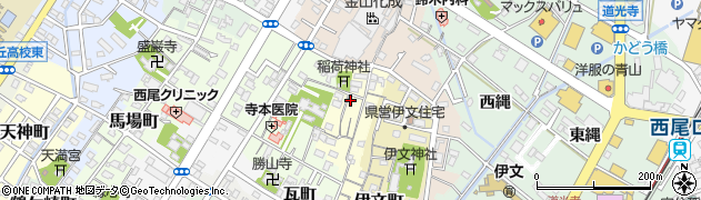 愛知県西尾市矢場町周辺の地図