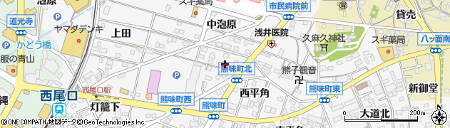 愛知県西尾市熊味町中泡原83周辺の地図
