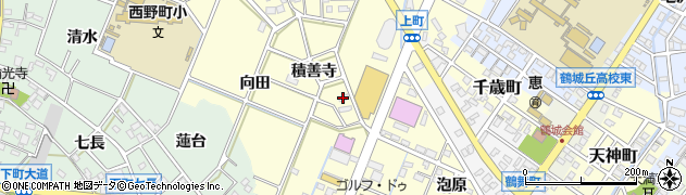 愛知県西尾市上町（積善寺）周辺の地図