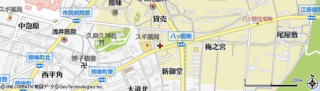 愛知県西尾市八ツ面町（新御堂）周辺の地図