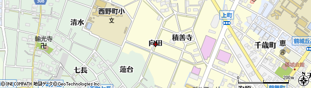 愛知県西尾市上町（向田）周辺の地図
