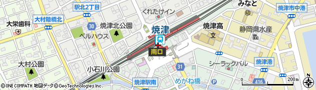 静岡県焼津市周辺の地図