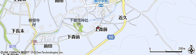 愛知県豊川市萩町（上森前）周辺の地図