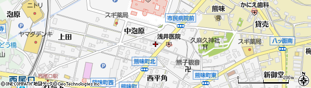 愛知県西尾市熊味町中泡原67周辺の地図