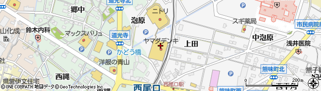 愛知県西尾市寄住町（泡原）周辺の地図