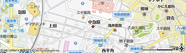 愛知県西尾市熊味町中泡原周辺の地図