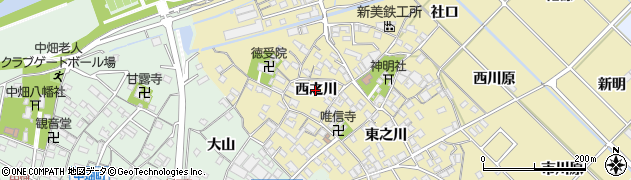愛知県西尾市田貫町（西之川）周辺の地図