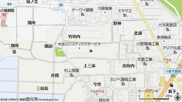 〒614-8126 京都府八幡市下奈良下三床の地図
