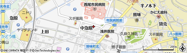 愛知県西尾市熊味町中泡原45周辺の地図