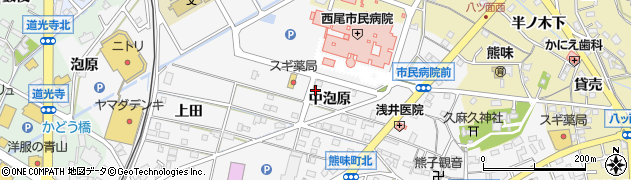 愛知県西尾市熊味町中泡原41周辺の地図