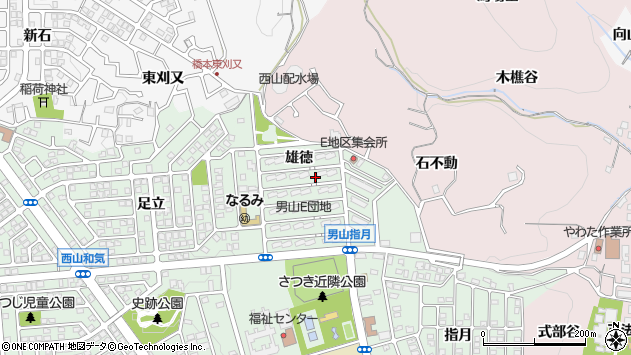 〒614-8371 京都府八幡市男山雄徳の地図