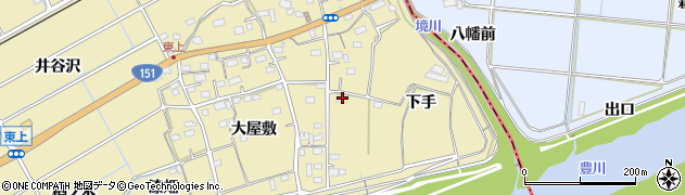 愛知県豊川市東上町（下手）周辺の地図