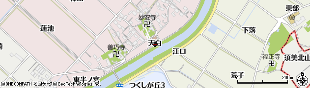 愛知県西尾市上永良町天白周辺の地図