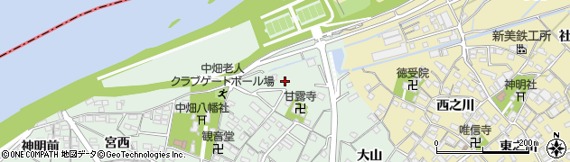 愛知県西尾市中畑町（宮東）周辺の地図