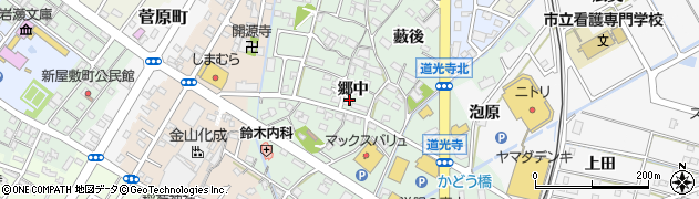愛知県西尾市道光寺町郷中周辺の地図