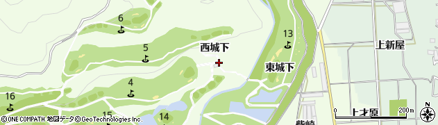 愛知県豊川市足山田町西城下周辺の地図