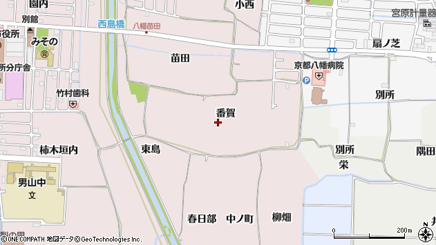 〒614-8032 京都府八幡市八幡番賀の地図