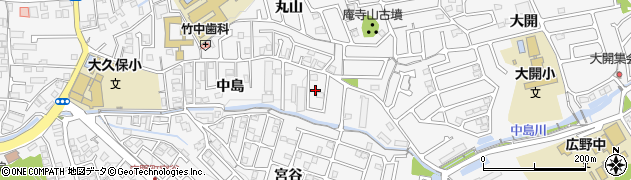 京都府宇治市広野町（中島）周辺の地図