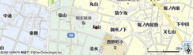 愛知県西尾市下町（丸山）周辺の地図