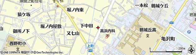 愛知県西尾市上町（焼山）周辺の地図