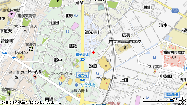 〒445-0811 愛知県西尾市道光寺町の地図