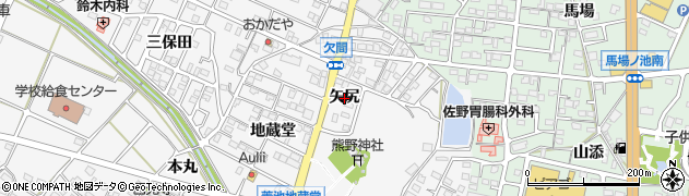愛知県幸田町（額田郡）菱池（矢尻）周辺の地図