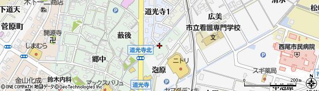 愛知県西尾市道光寺町（味山）周辺の地図