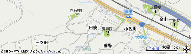 愛知県豊川市長沢町日焼周辺の地図