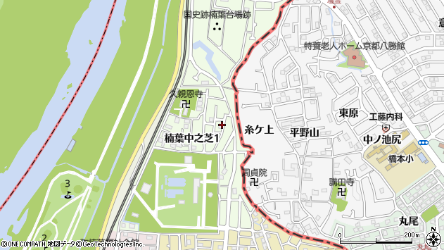 〒573-1101 大阪府枚方市楠葉中之芝の地図