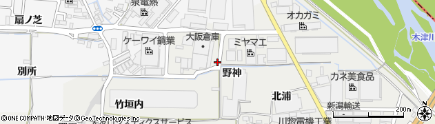 京都府八幡市下奈良（野神）周辺の地図