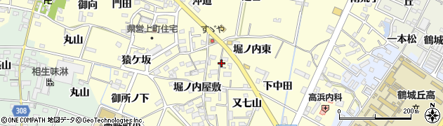 愛知県西尾市上町（堀ノ内屋敷）周辺の地図