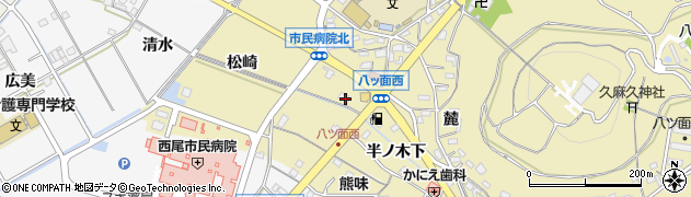 愛知県西尾市八ツ面町（八反田）周辺の地図