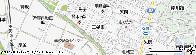愛知県幸田町（額田郡）菱池（三保田）周辺の地図