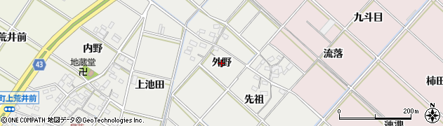愛知県西尾市下永良町（外野）周辺の地図
