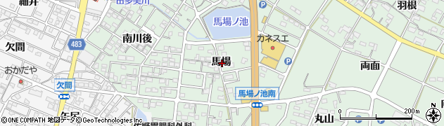 愛知県額田郡幸田町大草馬場周辺の地図