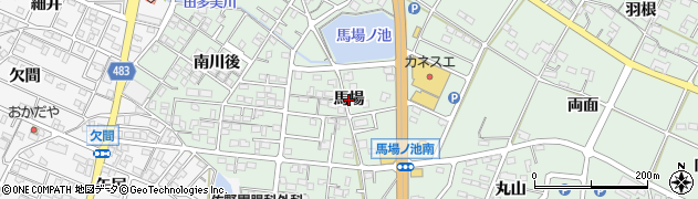 愛知県幸田町（額田郡）大草（馬場）周辺の地図