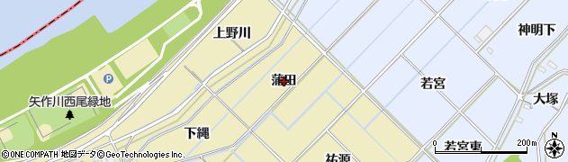 愛知県西尾市田貫町（蒲田）周辺の地図