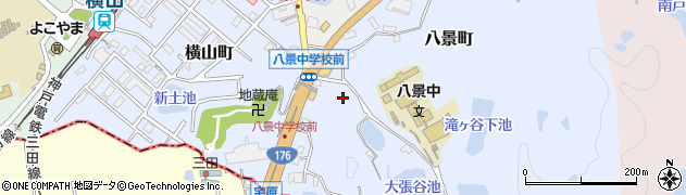 兵庫県三田市八景町周辺の地図
