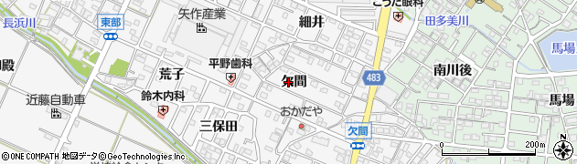 愛知県幸田町（額田郡）菱池（欠間）周辺の地図