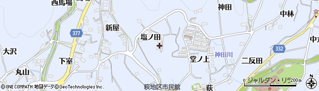 愛知県豊川市萩町（塩ノ田）周辺の地図