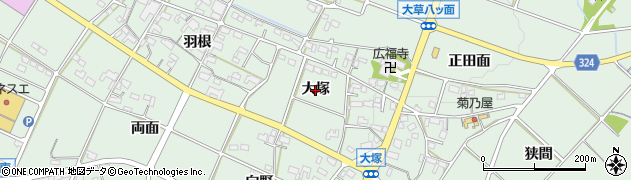 愛知県幸田町（額田郡）大草（大塚）周辺の地図