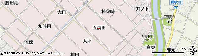 愛知県西尾市上永良町（五反田）周辺の地図