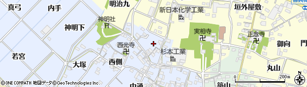愛知県西尾市小間町（明治）周辺の地図