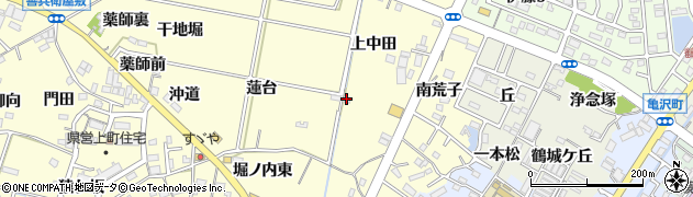 愛知県西尾市上町（上中田）周辺の地図