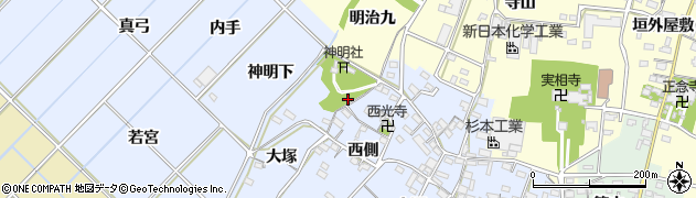 愛知県西尾市小間町周辺の地図