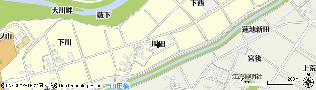 愛知県西尾市小島町（川田）周辺の地図