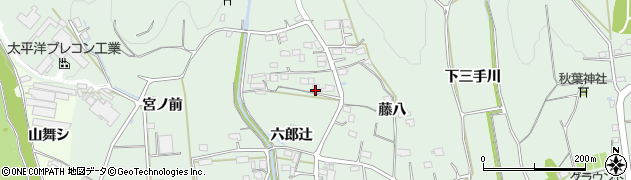 愛知県豊川市上長山町（六郎辻）周辺の地図